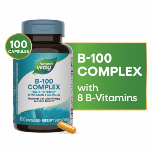 Nature's Way® B-100 Complex Dietary Supplement Capsules Perspective: front