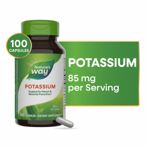 Nature's Way Potassium Supports Heart and Muscle Function Capsules 99 mg Per Serving Perspective: front