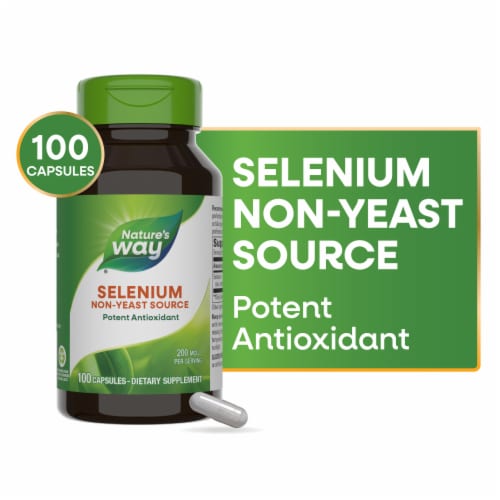 Nature's Way Selenium Non Yeast Source Potent Antioxidant Capsules 200 mcg Per Serving Perspective: front