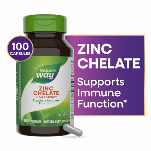 Nature's Way® Zinc Chelate Dietary Supplement Capsules Perspective: front