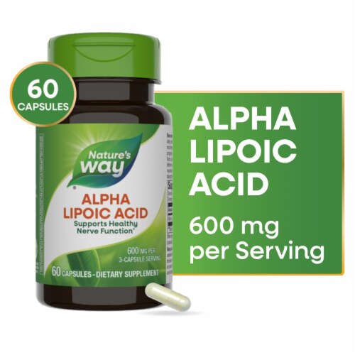 Nature's Way Alpha Lipoic Acid Supports Healthy Nerve Function Capsules 600 mg per 3-Capsule Serving Perspective: front