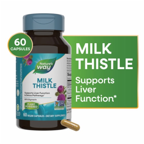 Nature's Way Milk Thistle Supports Liver Function Capsules Perspective: front