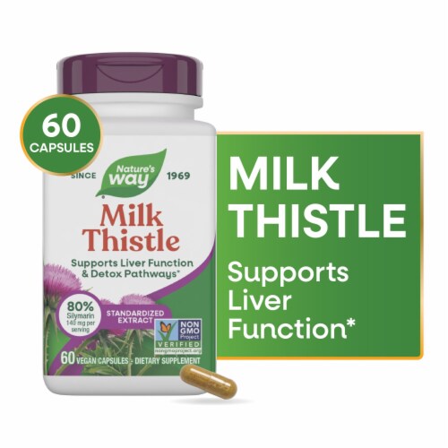 Nature's Way Milk Thistle Supports Liver Function Capsules Perspective: front