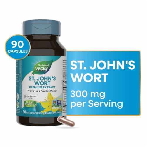 Nature's Way Premium Extract St. John's Wort Vegan Capsules 300 mg Extract per Serving Perspective: front