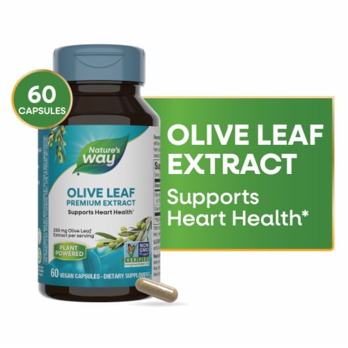 Nature's Way® Olive Leaf Standardized Vegan Capsules Perspective: front