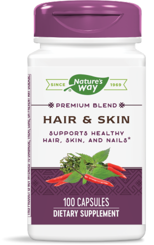 Nature's Way Hair & Skin Supplement Capsules Perspective: front