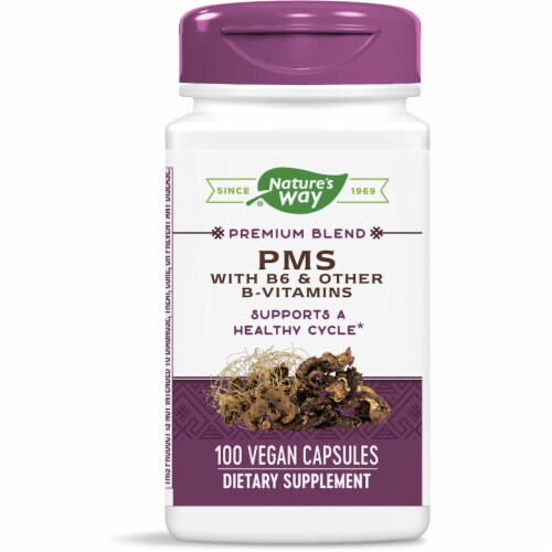 Nature's Way PMS with Vitamin B6 & 5 HTP Support Capsules for Women Perspective: front