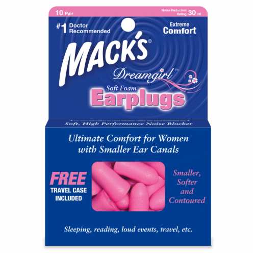 Mack's Dreamgirl Soft Foam Earplugs & Travel Case - Pink Perspective: front