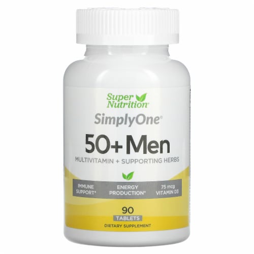 50+ Men’s Multivitamin by Super Nutrition - Vitamin & Mineral Blend with Supporting Herbs - Perspective: front