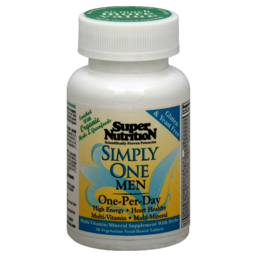 Super Nutrition Simply One Men Triple Power Whole Food Supplement Perspective: front