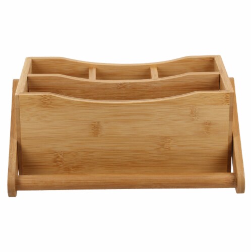 Natural Living Bamboo 4-section Flatware Caddy with Handle Perspective: front