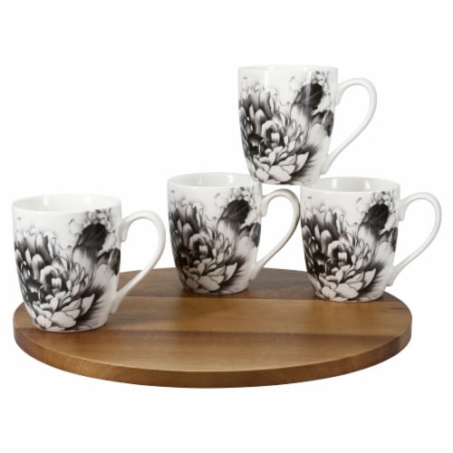 BIA Cordon Bleu® Peony Mug Set - Gray Perspective: front
