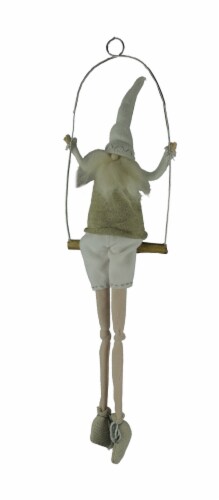 Santa On Swing Christmas Gnome Holiday Elf Hanging Decoration Perspective: front