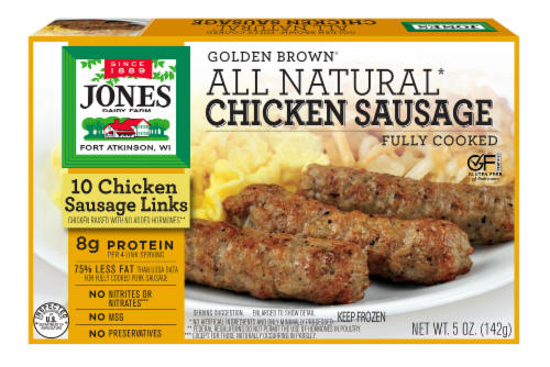 Jones Dairy Farm Golden Brown All Natural Chicken Sausage Links Perspective: front