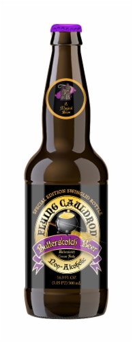 Flying Cauldron® Butterscotch Beer Cream Soda Bottle Perspective: front