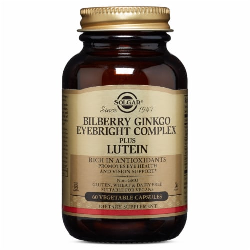 Solgar Bilberry Ginkgo Eyebright Complex Plus Lutein Perspective: front