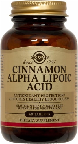 Solgar Cinnamon Alpha Lipoic Acid Tablets Perspective: front