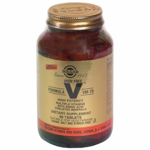 Solgar Iron Free V-75 Tablets Perspective: front
