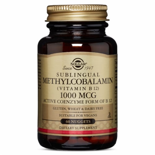 Solgar Methylcobalamin Vitamin B12 Nuggets 1000mg Perspective: front