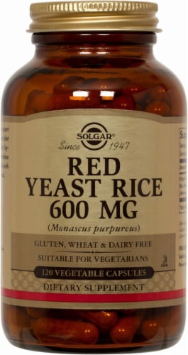 Solgar Red Yeast Rice 600 mg Dietary Supplement Capsules Perspective: front