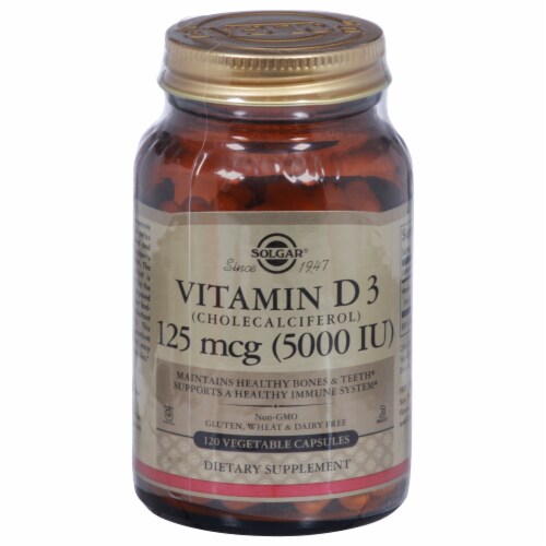 Solgar Vitamin D3 Vegetable Capsules Perspective: front