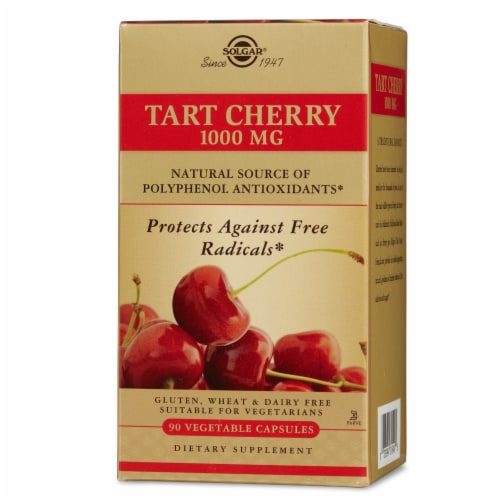 Solgar Tart Cherry 1000 MG Vegetable Capsules Perspective: front