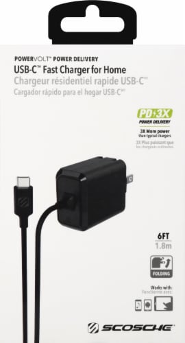 Scosche Powervolt USB Type-C Wall Charger - Black Perspective: front