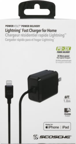 Scosche MFI Certified Power Delivery Lightning Home Charger - Black Perspective: front