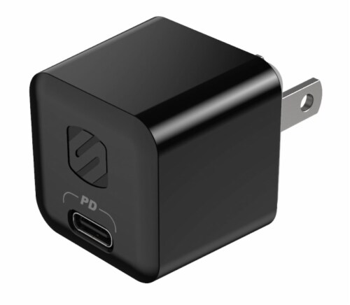 Scosche PowerVolt 18-Watt Mini Cube USB-C Fast Charger - Black Perspective: front