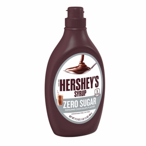 HERSHEY'S Zero Sugar Chocolate Syrup Bottle Perspective: front