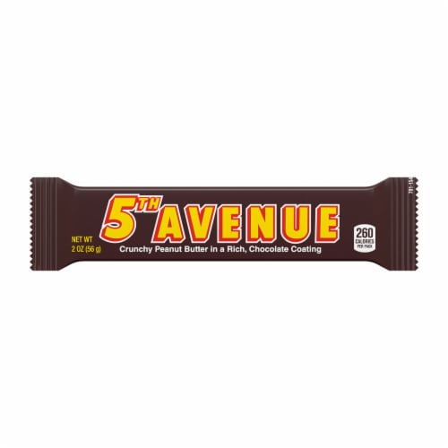 5TH AVENUE Chocolatey Coated Crunchy Peanut Butter Candy Bar Perspective: front