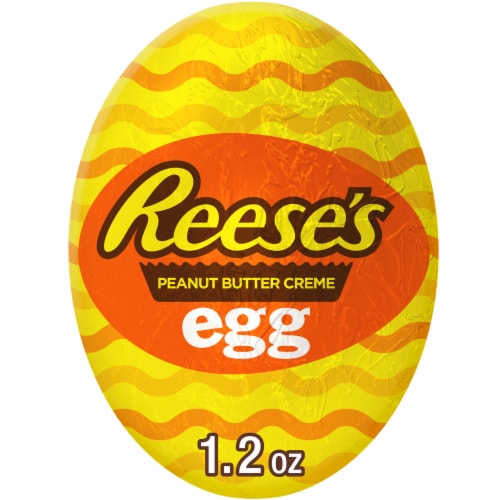 REESE'S Milk Chocolate Peanut Butter Creme Easter Candy Egg Perspective: front