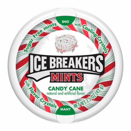 Ice Breakers Sugar Free Candy Cane Flavor Holiday Mints Perspective: front