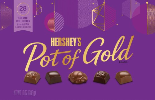 Hershey's Holiday Pot of Gold Caramel Milk & Dark Chocolate Collection Perspective: front