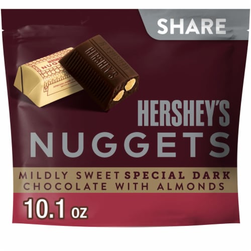 HERSHEY'S NUGGETS SPECIAL DARK Chocolate with Almonds Candy Share Pack Perspective: front