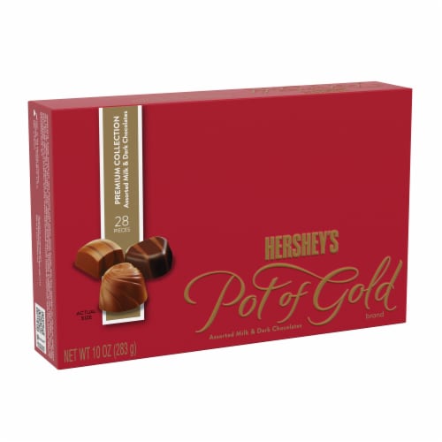 Hershey's Pot of Gold Premium Collection Assorted Milk and Dark Chocolates Valentine Candy Perspective: front
