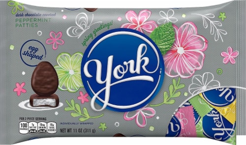 York Dark Chocolate Covered Peppermint Patties Eggs Perspective: front