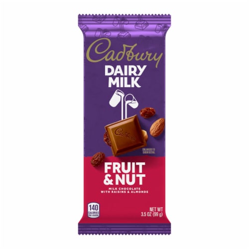 CADBURY DAIRY MILK Fruit & Nut Milk Chocolate Candy Bar Perspective: front