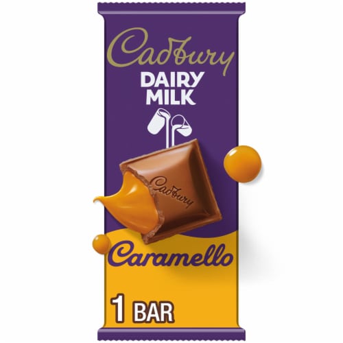 CADBURY DAIRY MILK CARAMELLO Milk Chocolate and Creamy Caramel Candy Bar Perspective: front