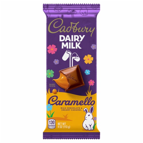 Cadbury Dairy Milk Caramello Chocolate Bar Easter Candy Perspective: front