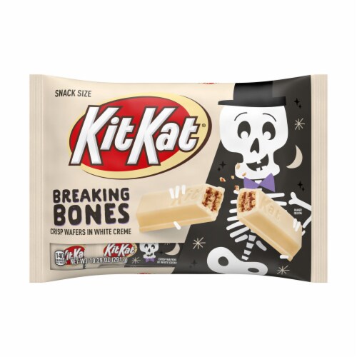 KIT KAT® Breaking Bones White Creme Snack Size Halloween Wafer Candy Bars Bag Perspective: front