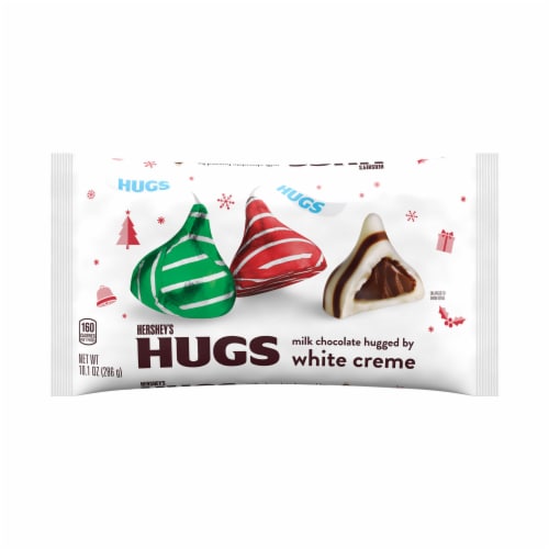 HERSHEY'S HUGS Milk Chocolate Hugged by White Creme Christmas Candy Bag Perspective: front