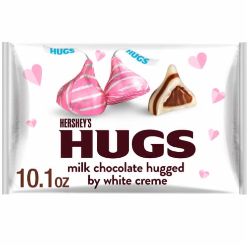 HERSHEY'S HUGS Milk Chocolate and White Creme Valentine's Day Candy Bag Perspective: front