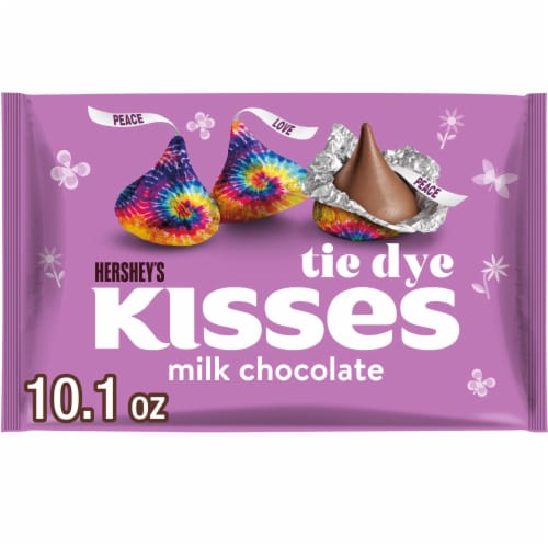 HERSHEY'S KISSES Milk Chocolate Tie Dye Easter Candy Bag Perspective: front