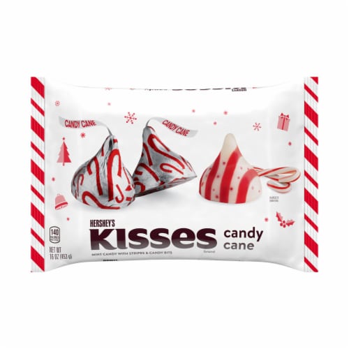 HERSHEY'S KISSES Candy Cane Flavored Christmas Candy Bag Perspective: front