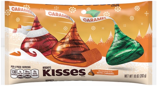 Hershey's Kisses Milk Chocolate Filled with Caramel Holiday Candy Perspective: front