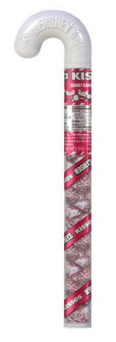 HERSHEY'S KISSES Holiday Candy Cane Mint Candies Filled Cane Perspective: front
