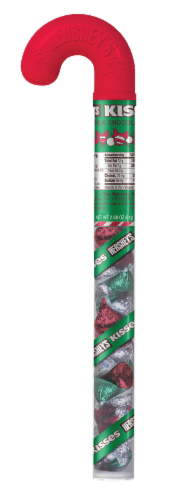 HERSHEY'S KISSES Milk Chocolate Holiday Candy Filled Cane Perspective: front