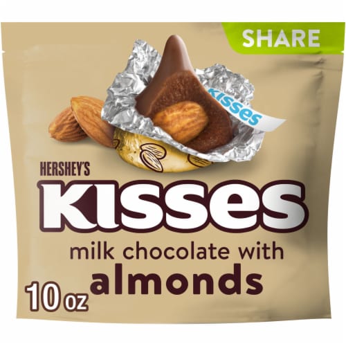 HERSHEY'S KISSES Milk Chocolate with Almonds Candy Share Pack, 1 pack ...