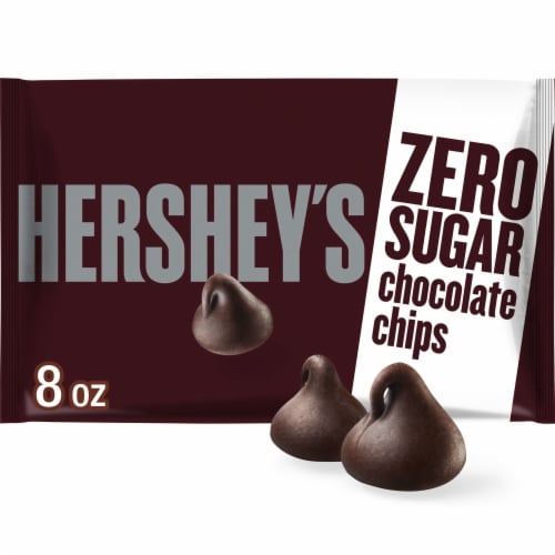 HERSHEY'S Zero Sugar Chocolate Baking Chips Bag Perspective: front